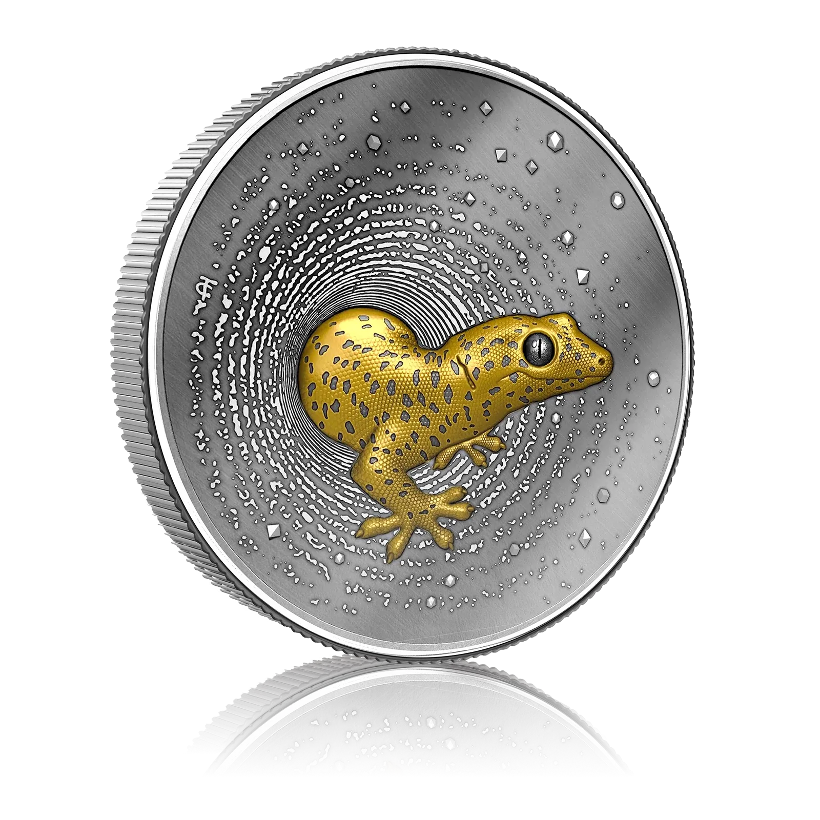 1 oz Silver Gilded Cameroon Gecko (2023) 4